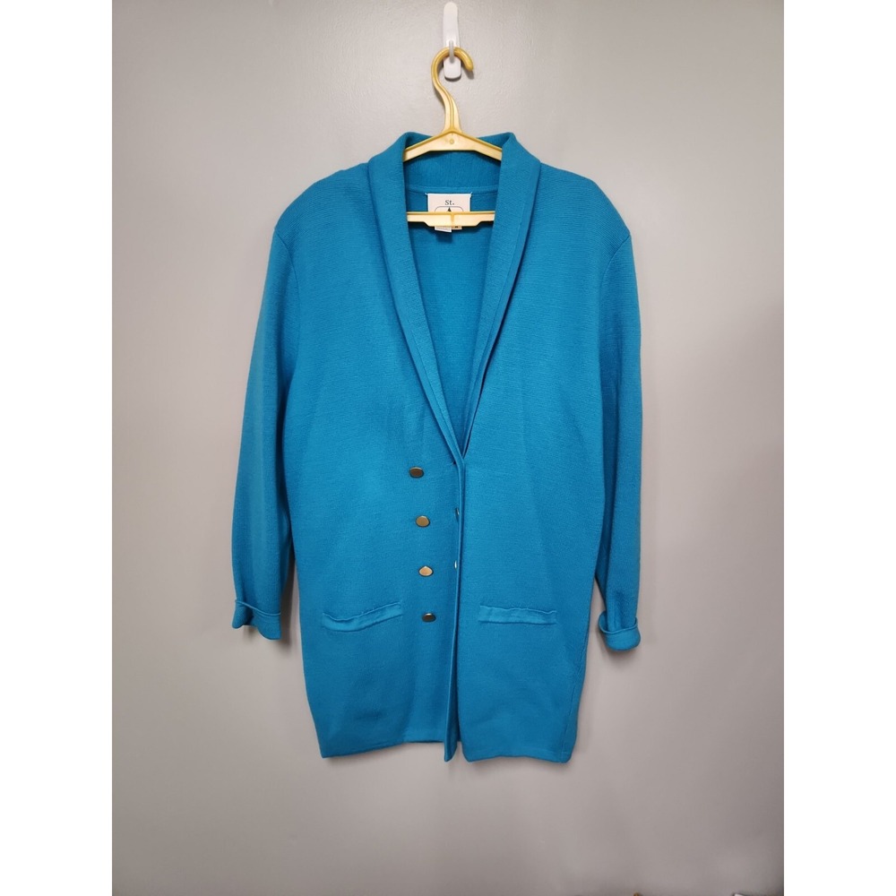 St. A Wool cardigan long sleeve women's Gold Button Long Sweater Pocket M